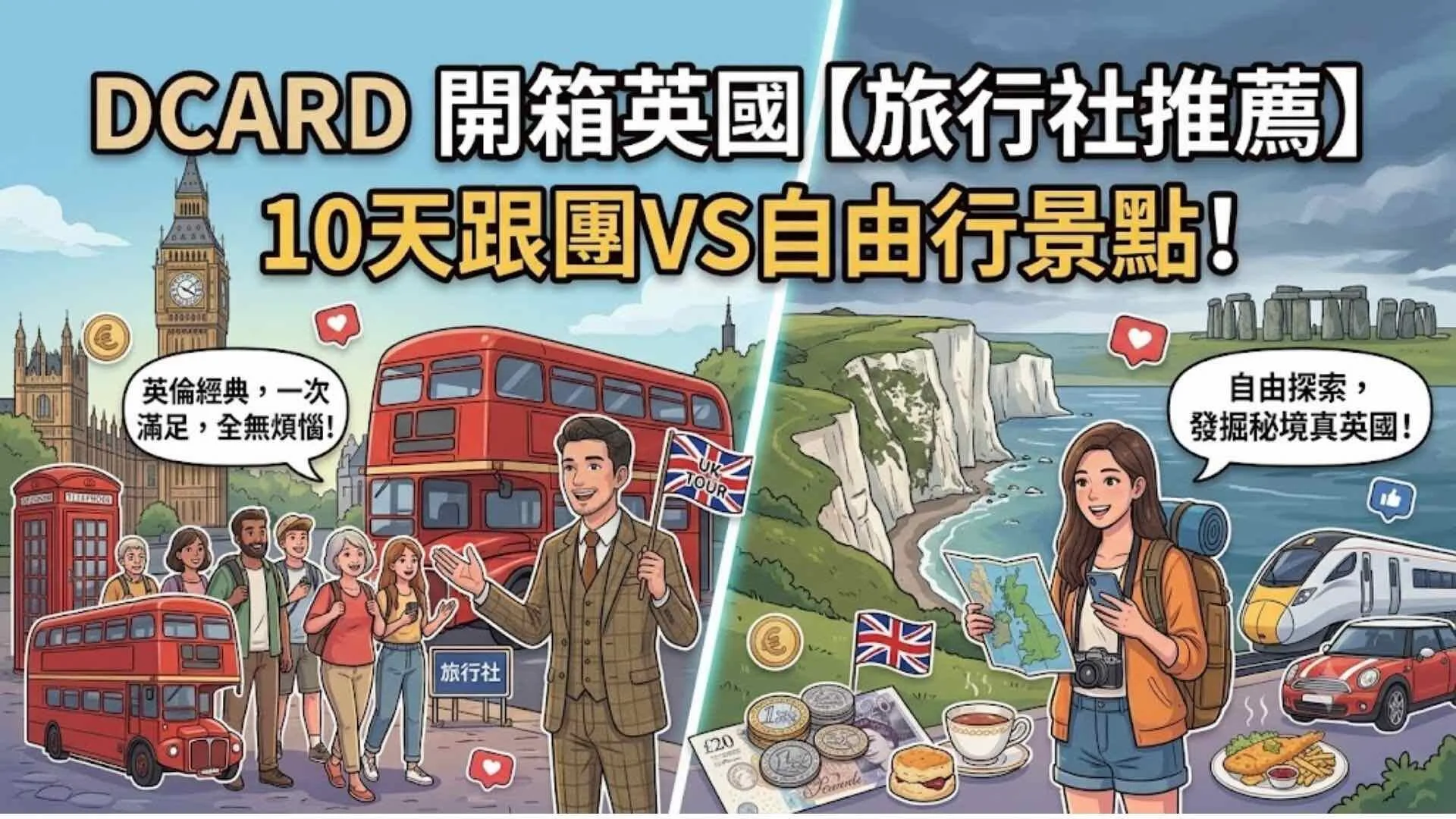 Dcard開箱英國【旅行社推薦】10天跟團VS自由行景點！